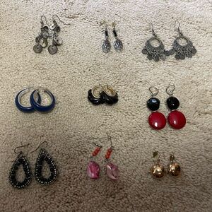 9 Pairs of Pierced Earrings